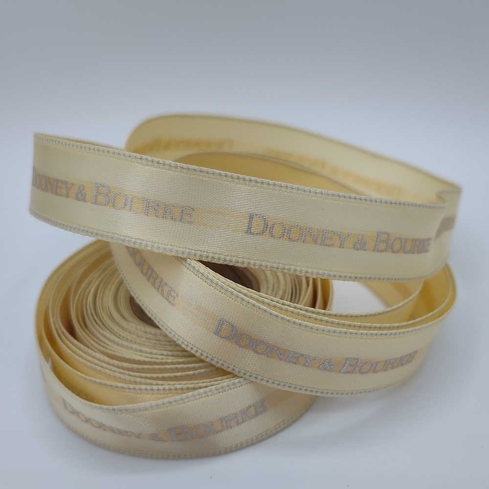 Dooney & Bourke Wired Satin Ribbon Two (2) Yards 5/8" Cream Logo Gift Wrap - Picture 2 of 4